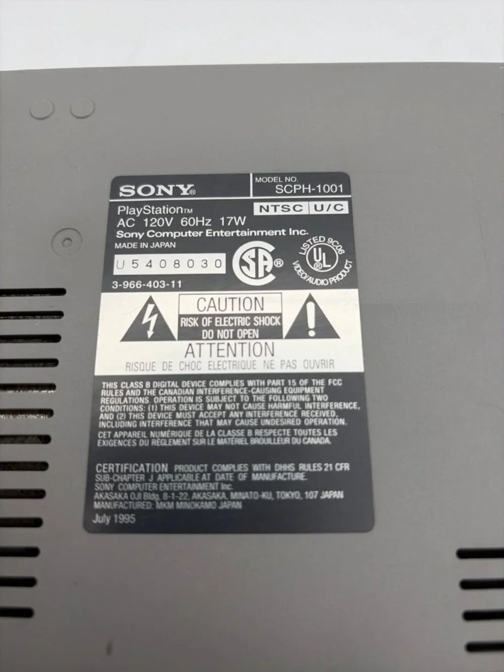 Sony PlayStation 1 SCPH-9001 PS1 Console Only For Parts or Repair